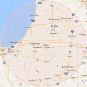 Gean Roofing Service Area Map